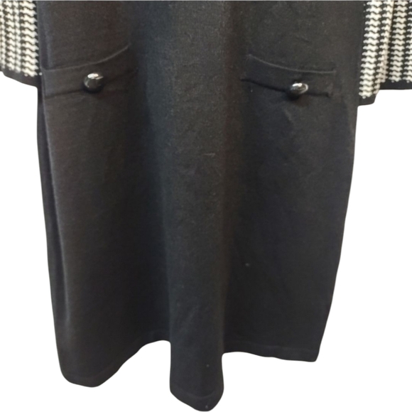 Jessica Howard Black White Houndstooth Turtle Neck Shift Sweater Dress Size M - Picture 7 of 13